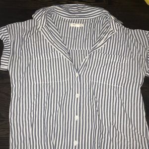 Blue and white stripped button down